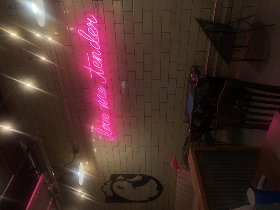 The LED sign featured on the wall at Brewbird