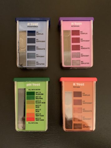 The four various vials to test soil
