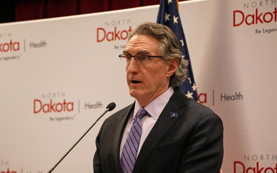 Governor+Burgum+at+one+of+his+many+daily+press+conferences.