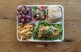 An example of a school lunch in Italy.